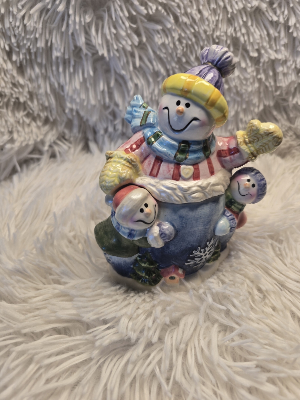 Festive Multicolor Snowman Family Figurine - Home Accents